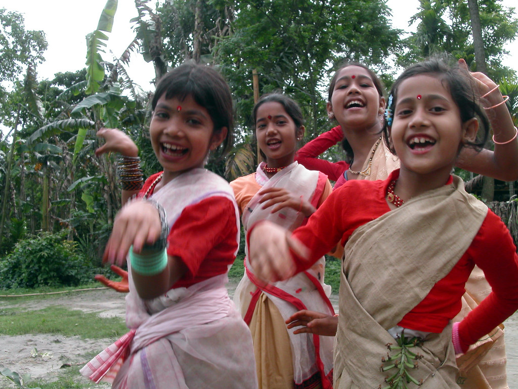 Bihu festival - Kids celebrating Bihu festival by traditional folk dance