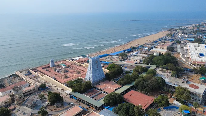 Arulmigu Subramania Swamy Temple drone view - Tiruchendur
