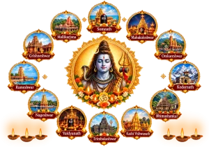 The 12 Jyotirlingas around Lord Shiva